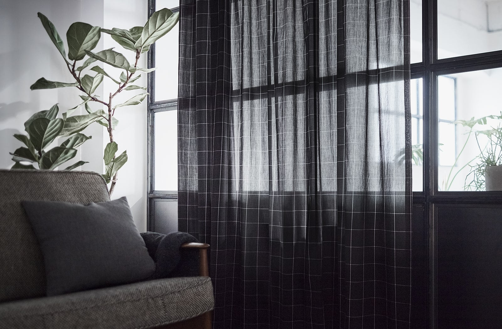 黒色のカーテンで高級感を演出。空間を重く感じさせないコツとは