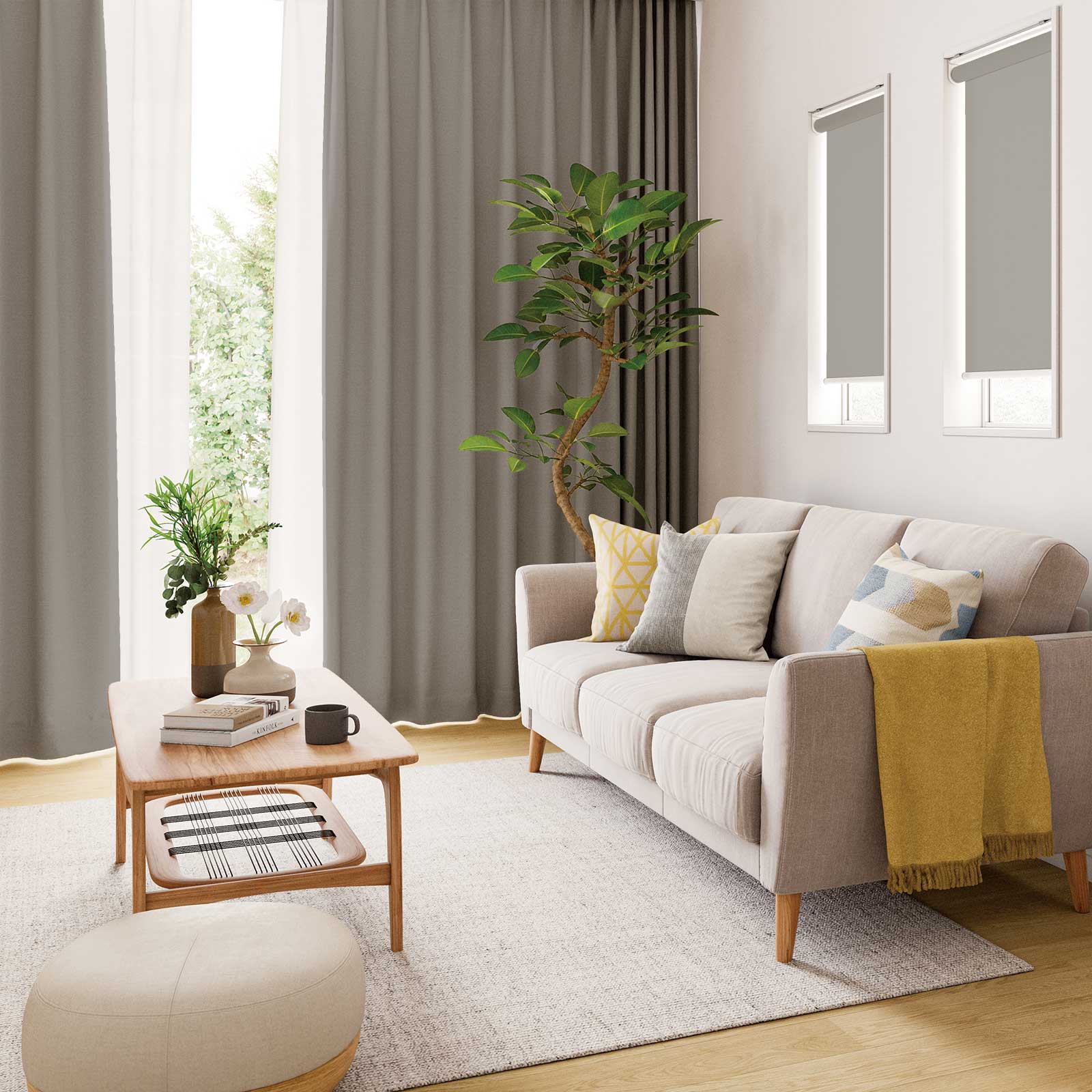 KEYUKA 波模様 ベージュ カーテン｜