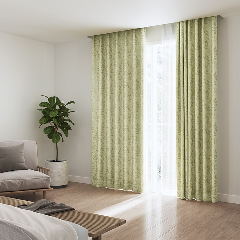 ウェーブリーフィ グリーン 遮光2級 生地サンプル – WARDROBE sangetsu