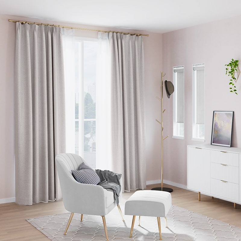 シャイニー ライトグレー 遮光2級 生地サンプル – WARDROBE sangetsu