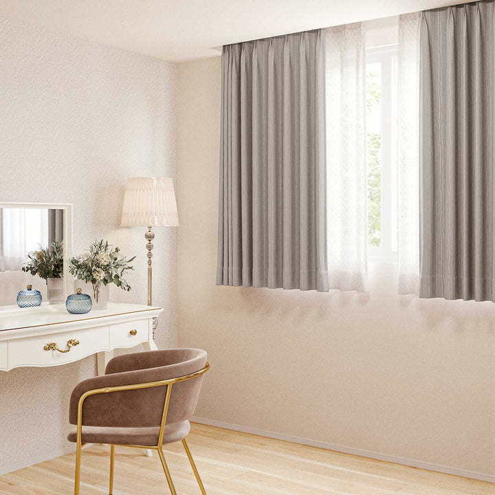 sangetsu グレー プリーツカーテン (カーテン2枚、レース2枚) 4枚組 家具・インテリア sangetsu グレー プリーツカーテン