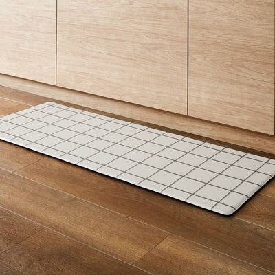拭けるキッチンマット　スキニーグリッド